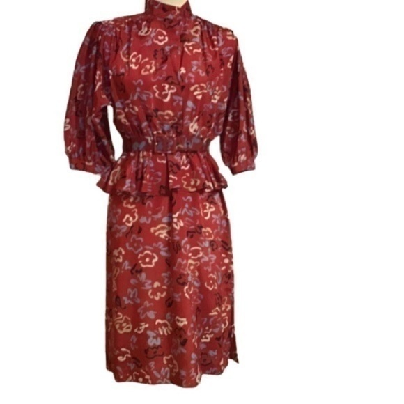 Vintage Dresses & Skirts - Vintage 80s red op art dress